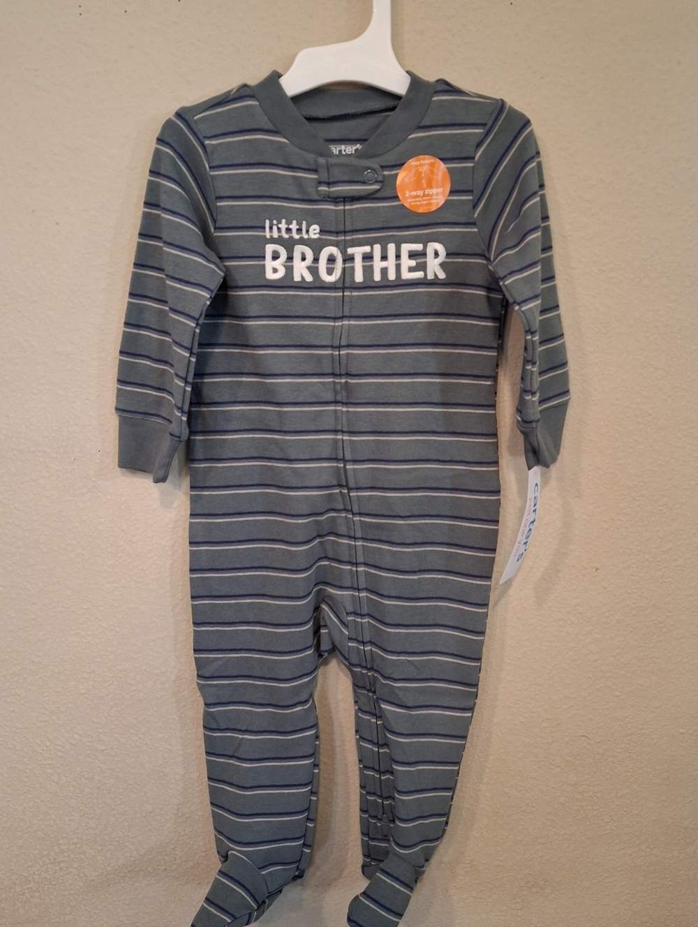 Carter's  "Little Brother" Footed Sleeper Size 9mo--new
